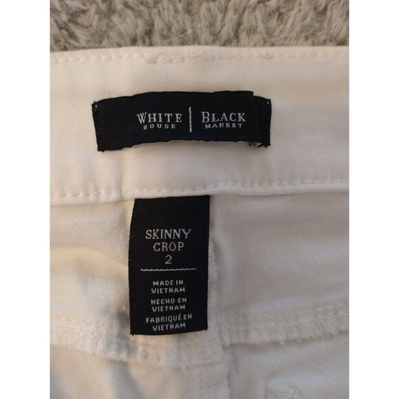 White House Black market white denim side zip crop jeans Sz2 Boho - Picture 6 of 6